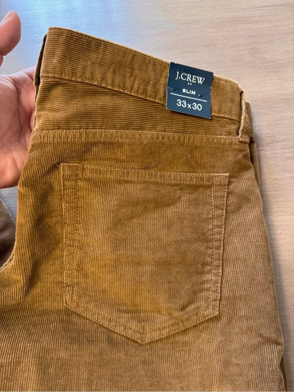 J Crew Flex Men’s 33x30 Brown Corduroy Pants Slim Fit Straight New With Tags